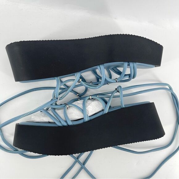 Free People Georgie Blue Wrap Gladiator Platform Open Toe Wedge Sandals Size 9 - Picture 12 of 16